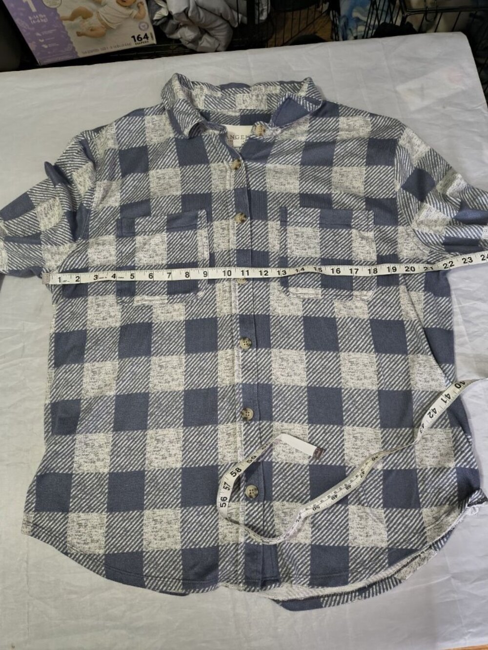 Angels Forever Young Women's Size XL Blue And Gray Plaid SOFT Long Sleeve Button - Picture 10 of 13